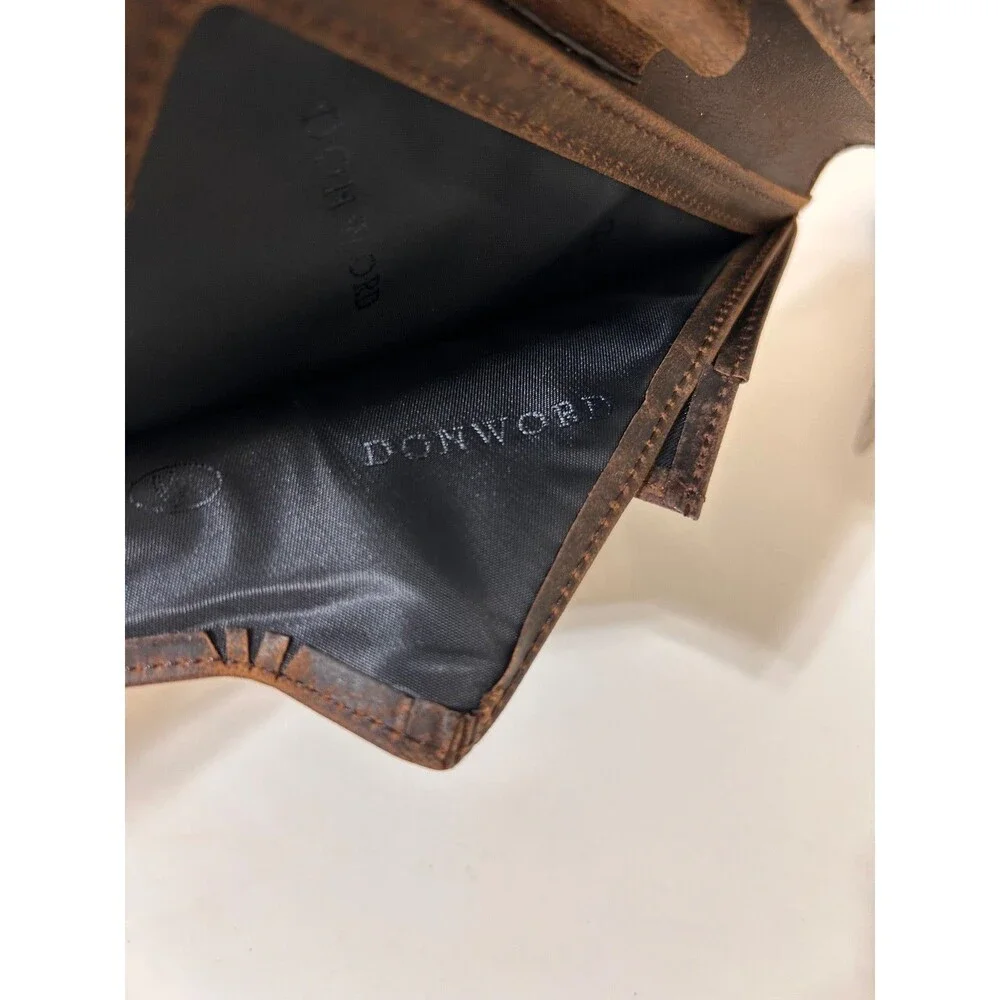DONWORD Cow Leather Bi-Fold Passport Travel‎ Wallet RFID Blocking COFFEE